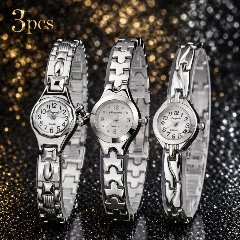 Luxury Watch Arabic - 3 個のファッション女性用腕時計セットシンプルなアラビア数字ダイヤルクォーツ時計女性用レトロ高級レディース腕時計レロジオ feminino