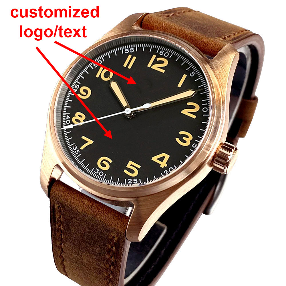Automatic Pilot Watch - メンズ向けカスタムウォッチ 本物の銅8（Cusn8）製 20気圧防水 自動巻きパイロットウォッチ ヴィンテージ腕時計 NH35A
