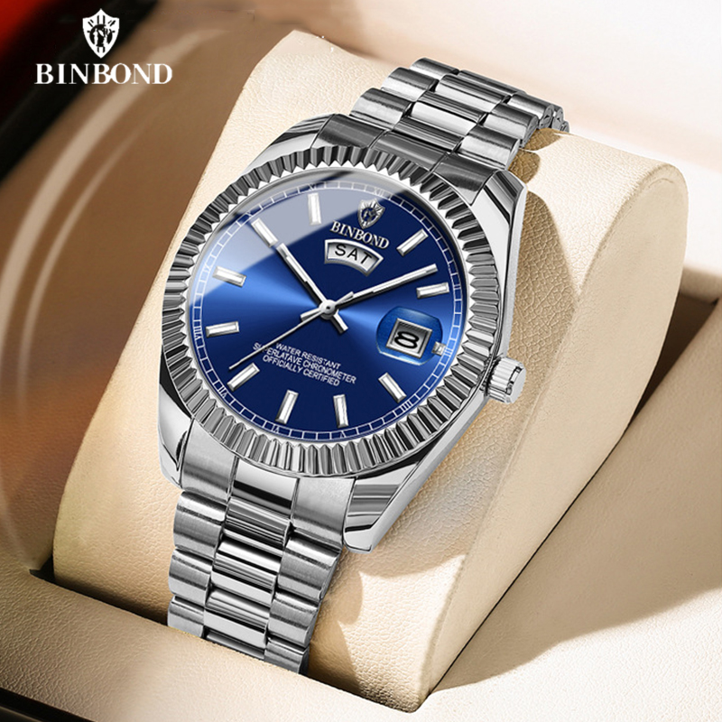 Luxury Watch Omega - BINBOND B7012 メンズファッションビジネススポーツクォーツ時計 30 メートル防水発光クラシックカレンダークリエイティブ時計メンズ腕時計