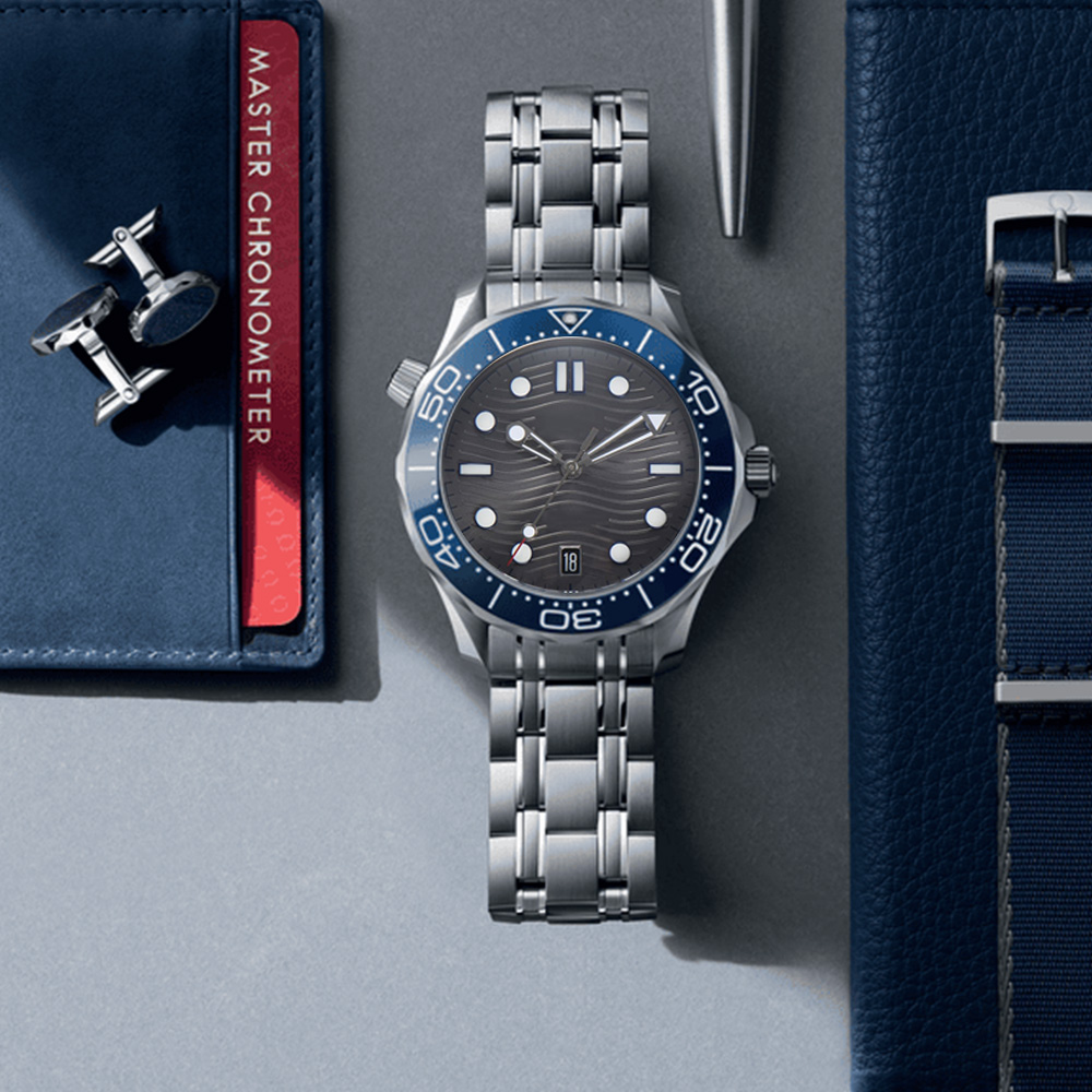 Luxury Watch Omega - 男性用自動機械式時計,カスタムロゴ付き,海のマスター時計,nh35ムーブメントケース,42mm, 300