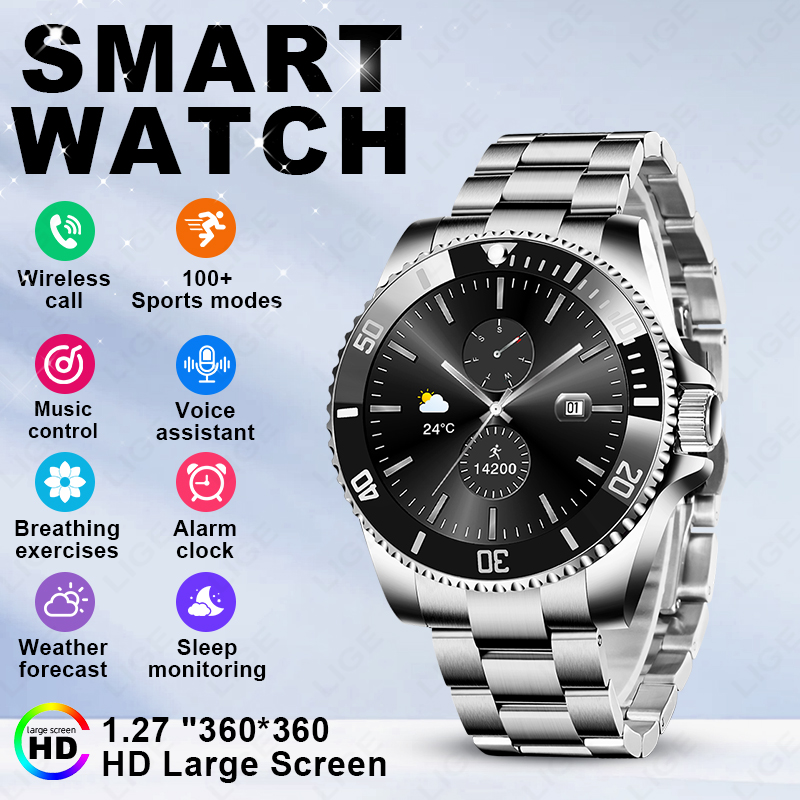 Luxury Watch Arabic - LIGE 2026スマートウォッチ 1.27インチHDスクリーン 健康睡眠モニター スポーツ防水 Bluetooth通話対応