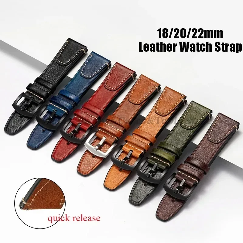 Luxury Watch Class - ユニバーサルレトロ時計バンドロレックス用セイコー本革時計ストラップスマートウォッチ 18/20/22 ミリメートル男性女性リストベルトブレスレット