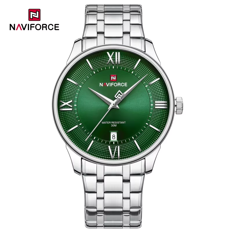 Quiet Luxury Watch Men - NAVIFORCE メンズファッションクォーツシンプルウォッチ 防水 自動日付表示 ステンレススチールストラップ 静音