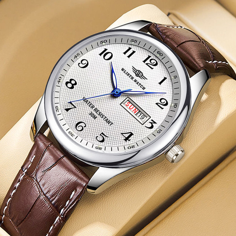 Luxury Watch Arabic - WLISTH 高級ブランドメンズ腕時計クォーツ時計アラビア数字ステンレス鋼防水カレンダー腕時計男性の父へのギフト