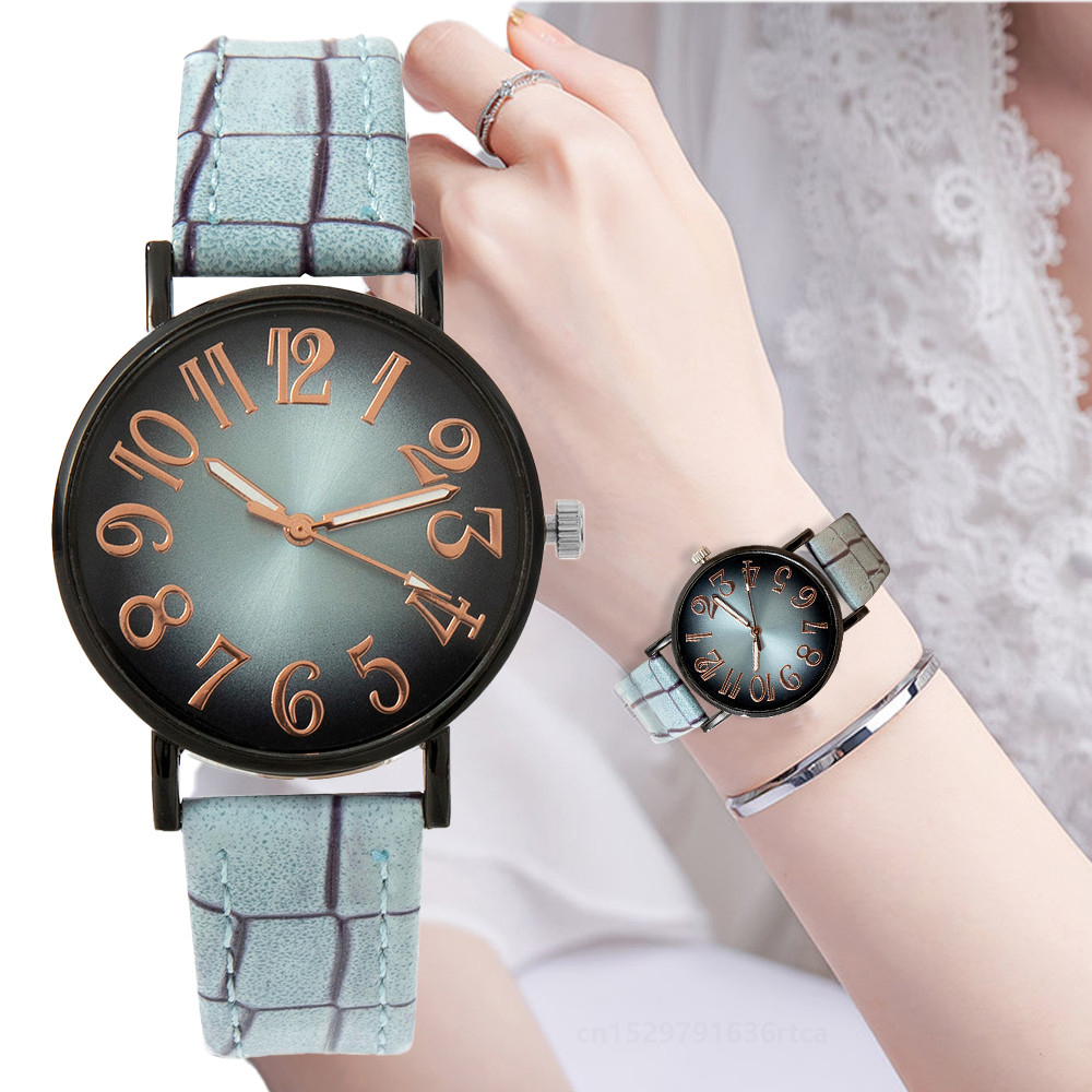 Luxury Watch For Girls - 女性のためのヴィンテージクォーツ時計,カジュアルな市松模様の革ストラップ,腕時計