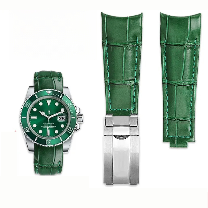 Luxury Watch Class - オリジナルスタイルカーブエンド時計ストラップ 20 ミリメートルロレックスウォーターゴースト本革時計バンド GMT サブマリーナーデイトナメンズブレスレット
