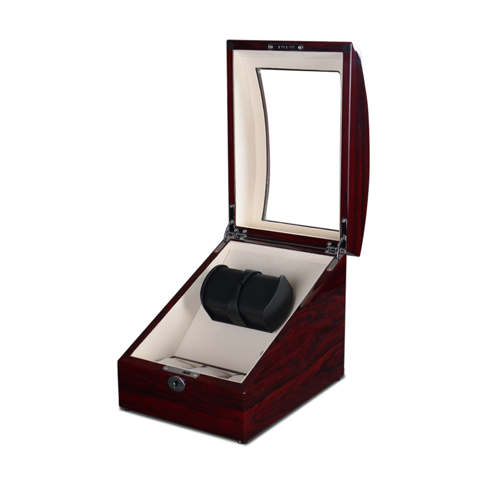 Quiet Luxury Watch Men - 2+2本用自動巻き時計ワインダーボックス、高級木製時計ボックス、静音日本製モーター、ACアダプター付き、男性へのギフト