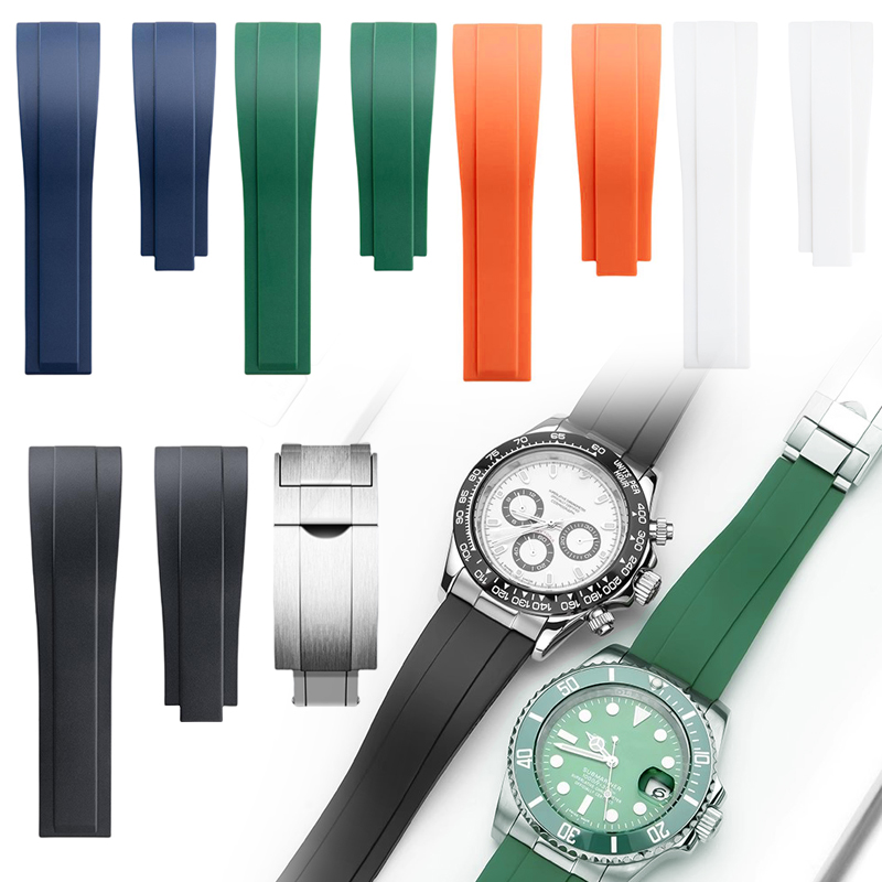 Luxury Watch Omega - 20 ミリメートル 21 ミリメートル 22 ミリメートルシリコーンゴム時計バンドロレックスチューダーオメガフラットエンド時計ベルトソフトラバーストラップ折りたたみシルバーバックル