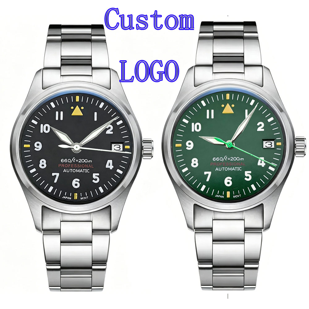 Automatic Pilot Watch - カスタムロゴ 36mm 39mm パイロットウォッチ メンズ NH35