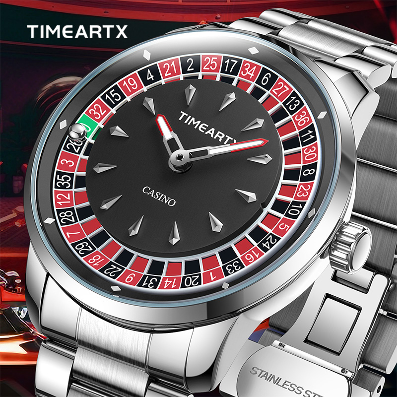 Luxury Watch Mockup - TIMEARTX ブランドの新しい高級クォーツ時計男性用ヨーロッパルーレットポーカーゲーム腕時計