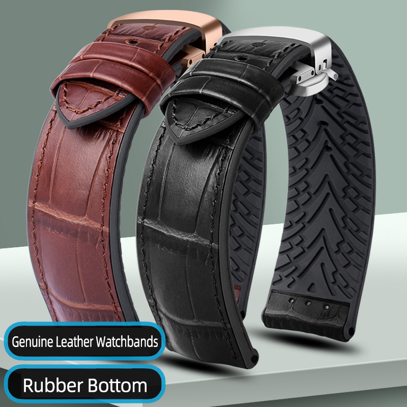 Luxury Watch Class - レザーウォッチバンド,ラバーソール,防水,アウトドアスポーツ用,19/20/21/22mm