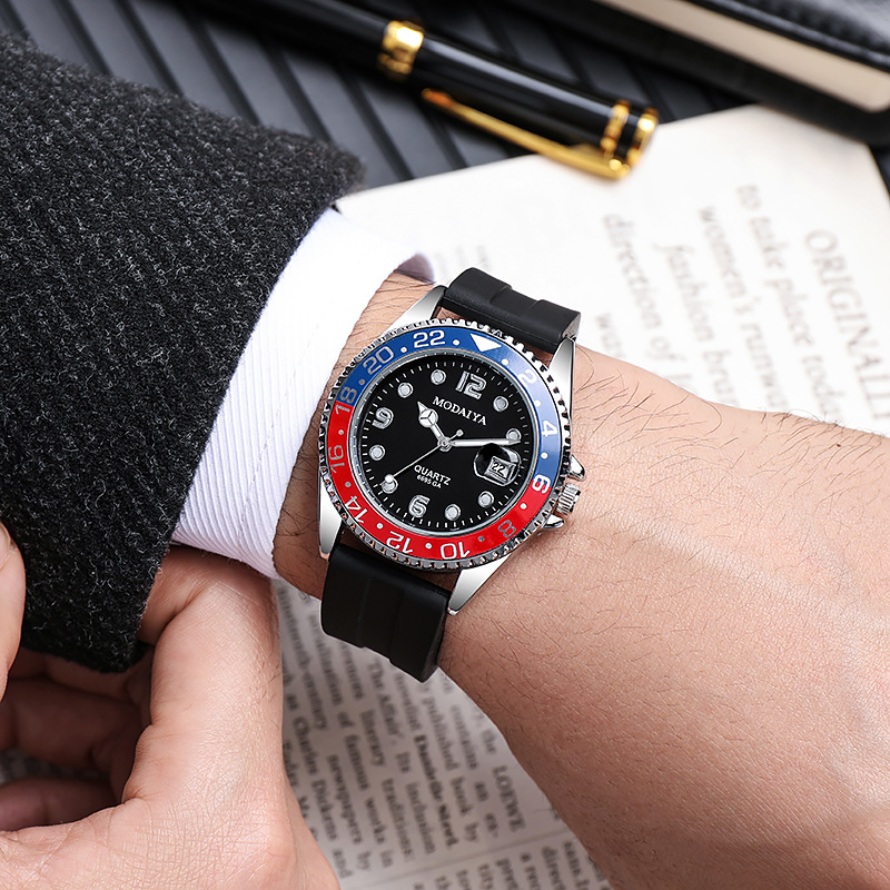 Luxury Watch Omega - ファッションメンズビジネス腕時計カジュアルシリコンバンドカレンダークォーツ時計スチール腕時計男性用時計リロイやつ