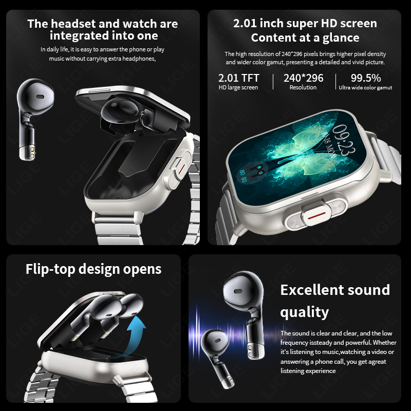 NFC BT通話ヘッドセット 2 in 1 スマートウォッチ - Luxury Watch Korea のレビューと価格