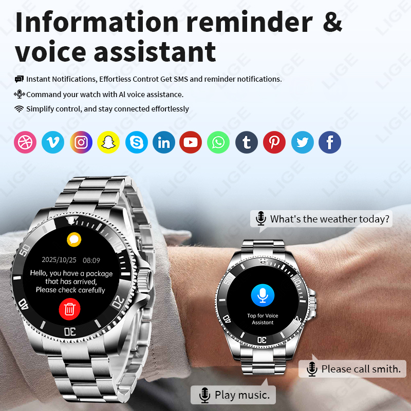 LIGE 2026スマートウォッチ 1.27インチHDスクリ - Luxury Watch Arabic のレビューと価格