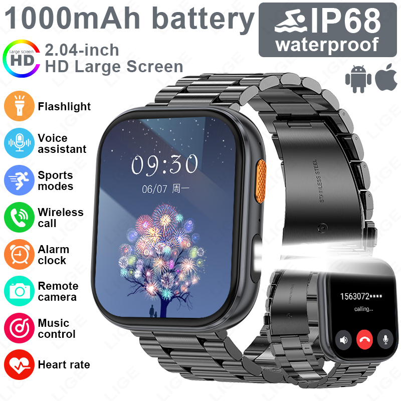 LIGE 新型ミリタリーアウトドア1000mAhスマートウォ - Luxury Watch Arabic のレビューと価格