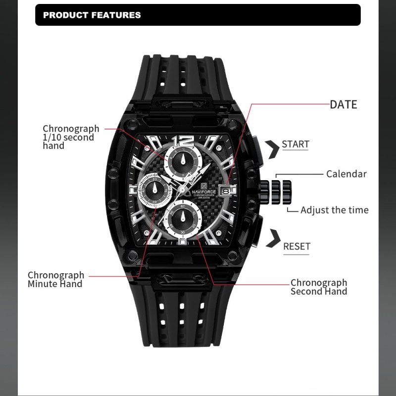 NAVIFORCE メンズ腕時計 5ATM 防水クォーツクロ - Luxury Watch Gift Box のレビューと価格