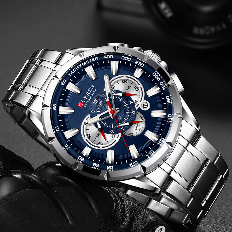 カレン-男性用腕時計,防水,ミリタリー,ステンレススチール, - Luxury Watch Mockup のレビューと価格