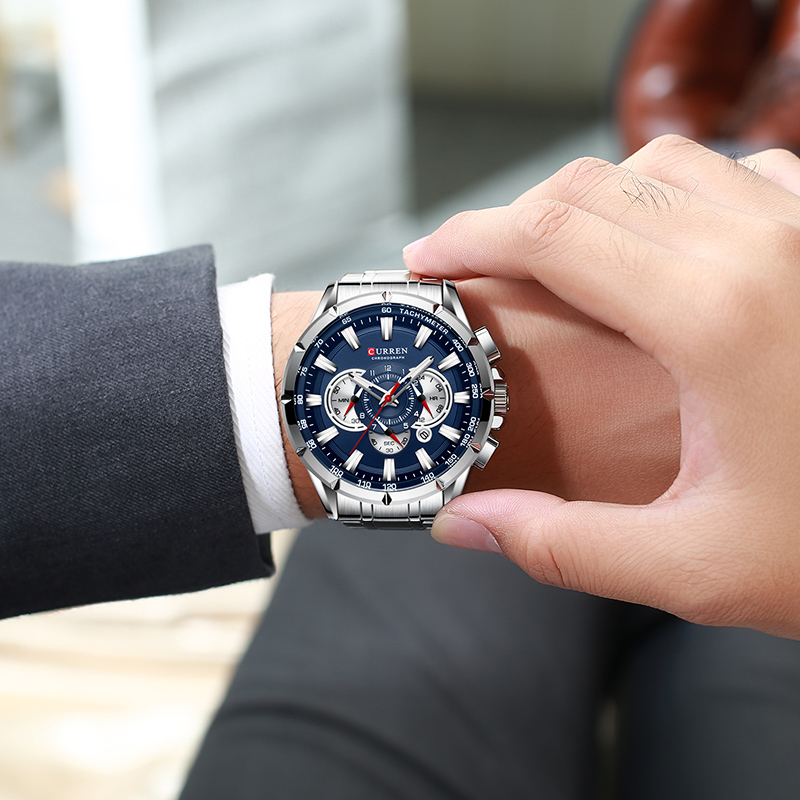 カレン-男性用腕時計,防水,ミリタリー,ステンレススチール, - Luxury Watch Mockup のレビューと価格