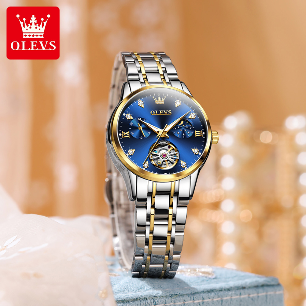 Olevs-レディースウォッチ,トゥールビヨンスタイル,機械 - Automatic Pilot Watch のレビューと価格
