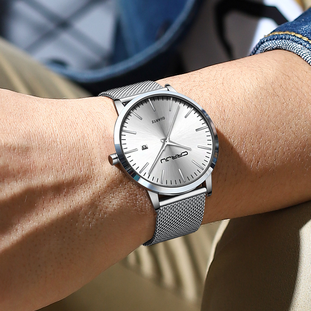Crrju-メンズ防水超薄型クォーツ時計、シンプルな時計、ス - Luxury Watch Mockup のレビューと価格