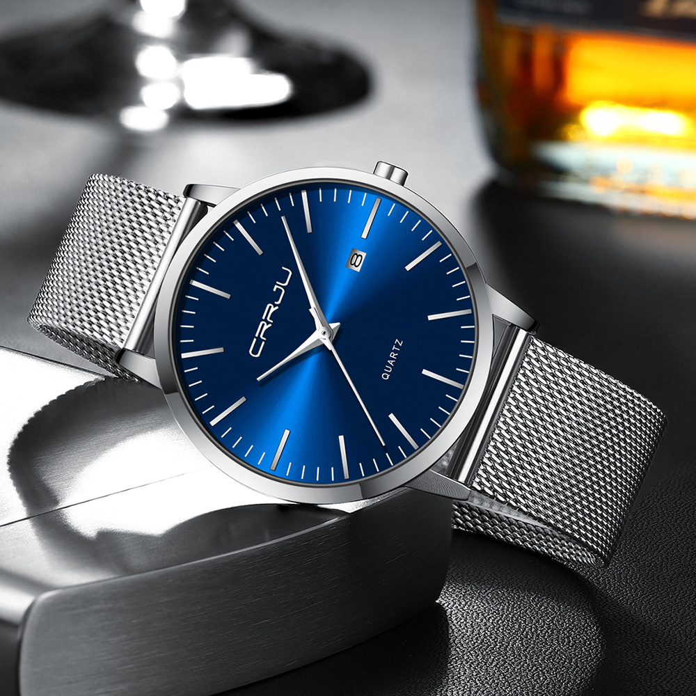 Crrju-メンズ防水超薄型クォーツ時計、シンプルな時計、ス - Luxury Watch Mockup のレビューと価格