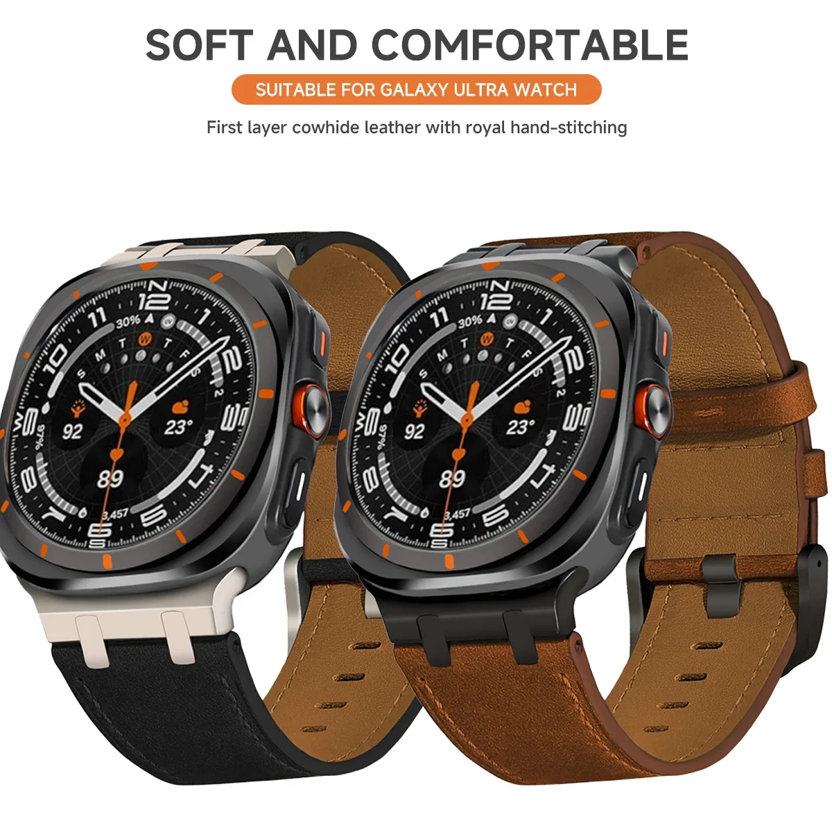 高級レザーバンドサムスンギャラクシーウォッチウルトラ 47  - Luxury Watch Galaxy のレビューと価格