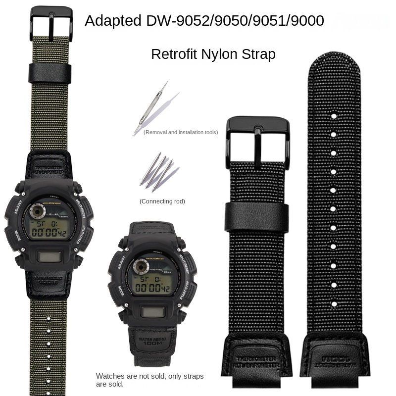 男性用防水ファブリックウォッチバンド,ミリタリーグリーン,1 - Luxury Watch Casio のレビューと価格