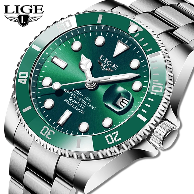 Lige-男性用時計,ファッションブランド,高級,防水,30 - Luxury Watch Mockup のレビューと価格