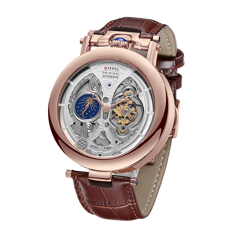 高級大型スケルトン文字盤ムーンフェイズトゥールビヨン中空機械 - Open Heart Watch のレビューと価格