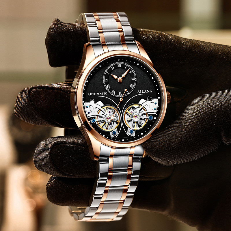 AILANG 真新しいファッションダブルトゥールビヨン腕時計 - Automatic Pilot Watch のレビューと価格