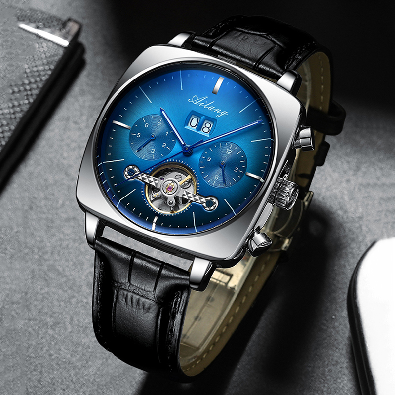 AILANG有名ブランド新型スクエア大型文字盤機械式腕時計高 - Automatic Pilot Watch のレビューと価格