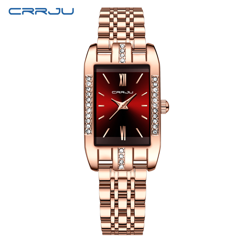 CRRJU 高級スクエア腕時計女性のための防水ステンレス鋼レ - Luxury Watch For Girls のレビューと価格