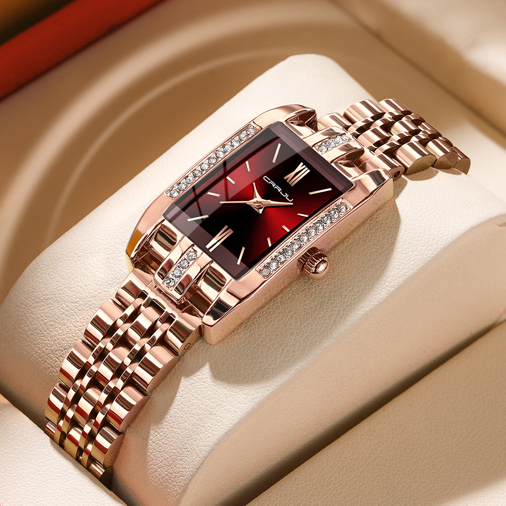 CRRJU 高級スクエア腕時計女性のための防水ステンレス鋼レ - Luxury Watch For Girls のレビューと価格