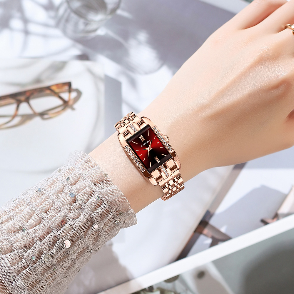 CRRJU 高級スクエア腕時計女性のための防水ステンレス鋼レ - Luxury Watch For Girls のレビューと価格