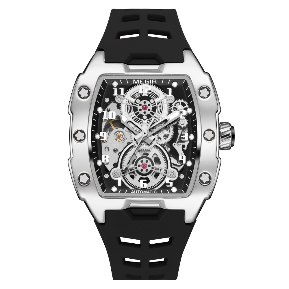Megir-メンズ合金時計ケース,防水シリコンバンド,バレル - Automatic Pilot Watch のレビューと価格