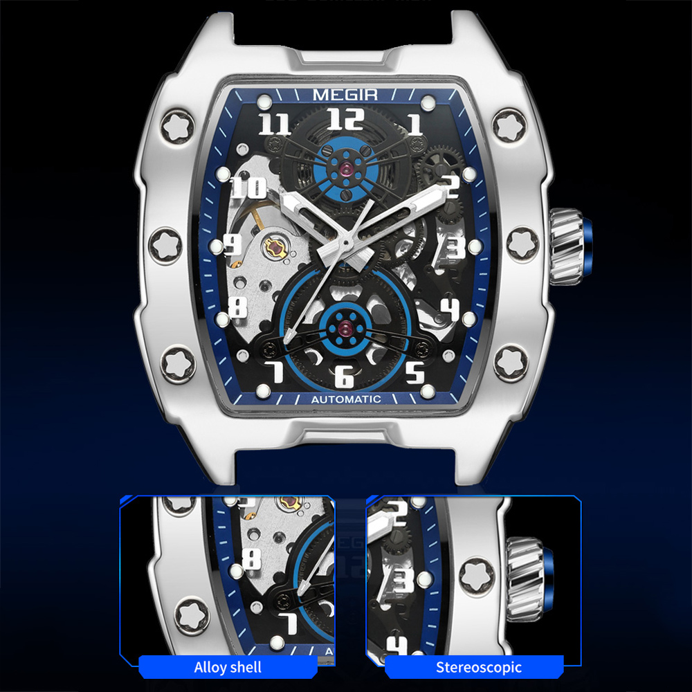 Megir-メンズ合金時計ケース,防水シリコンバンド,バレル - Automatic Pilot Watch のレビューと価格