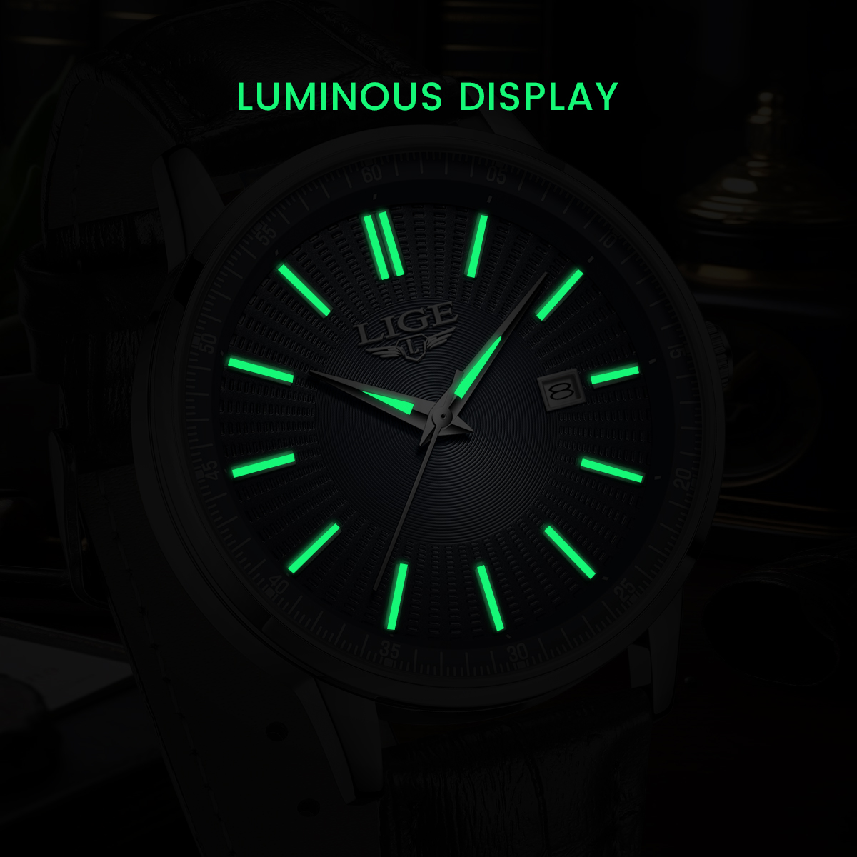 LIGEトップブランド高級メンズ腕時計 ビジネスレザー クォ - Luxury Watch Mockup のレビューと価格