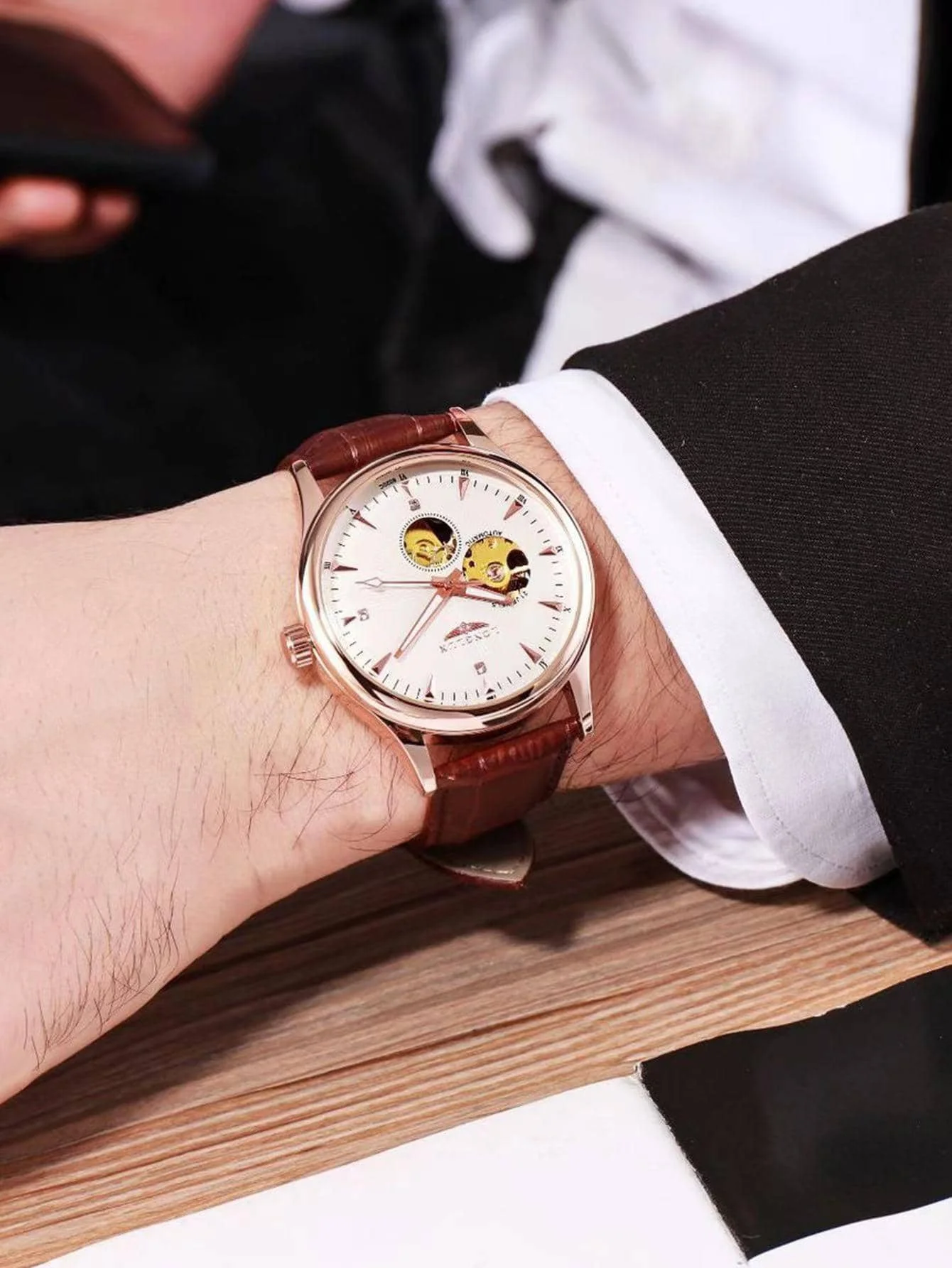 ロンラックス自動巻き腕時計 エレガントスタイル 卸売 機械式 - Open Heart Watch のレビューと価格